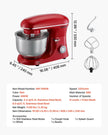 VEVOR Stand Mixer, 6 QT Electric Kitchen Mixer, 660W Dough-Mixer, 6 + Pulse Speeds Tilt-head Food-Mixer with Stainless Steel Bowl, Dough Hook, Whisk, Beater, for Baking, Mixing, Whipping & Kneading