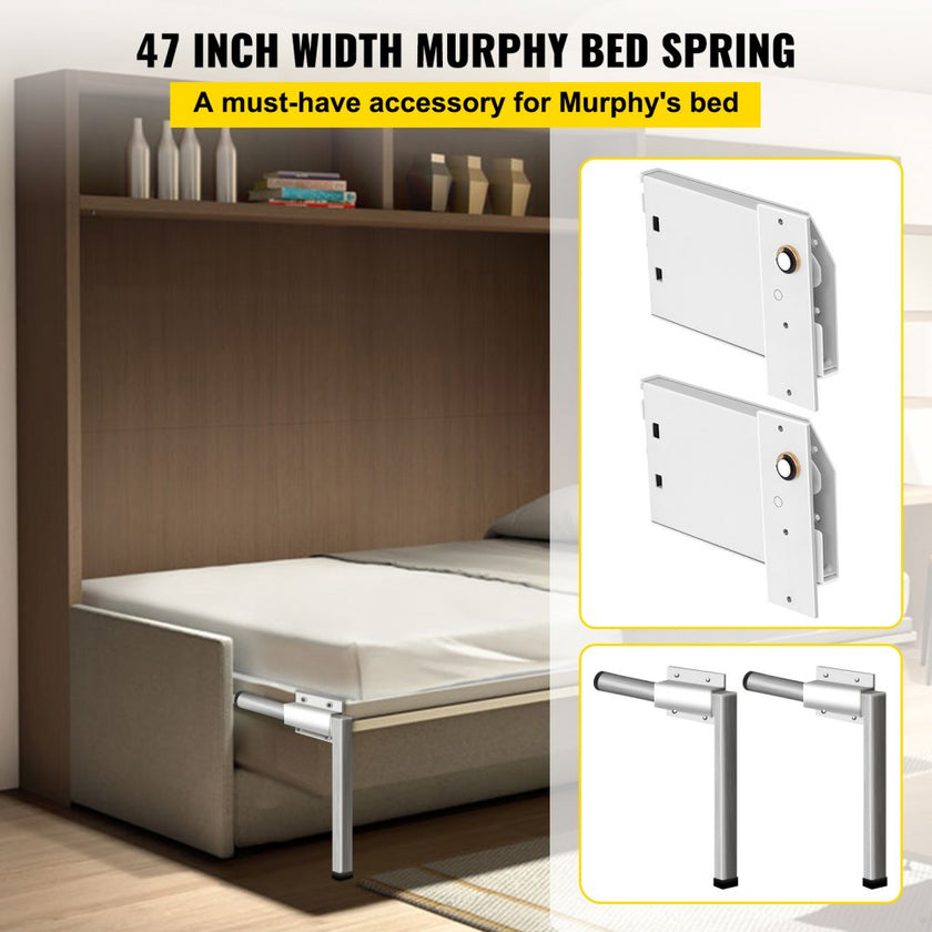 VEVOR DIY Murphy Bed Hardware Kit Horizontal Mounting Wall Bed Springs Mechanism Heavy Duty Bed Support Hardware DIY Kit for Queen Twin Size Bed
