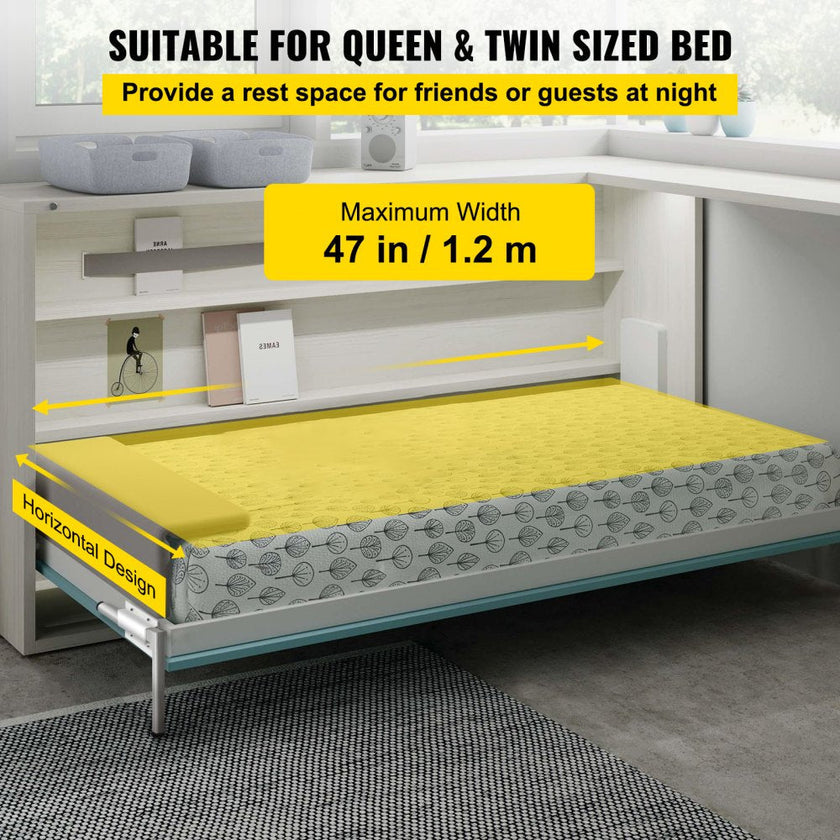 VEVOR DIY Murphy Bed Hardware Kit Horizontal Mounting Wall Bed Springs Mechanism Heavy Duty Bed Support Hardware DIY Kit for Queen Twin Size Bed