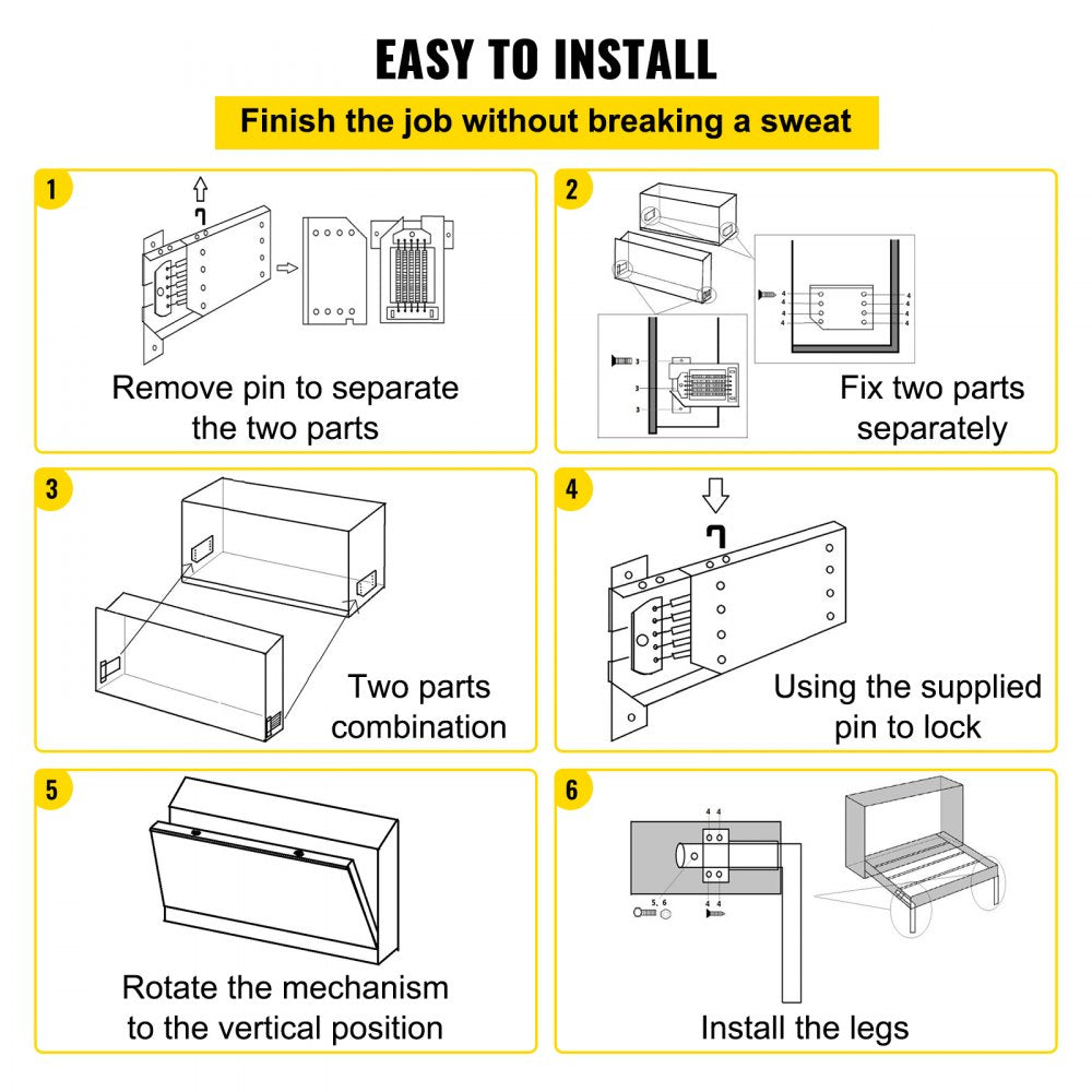 VEVOR DIY Murphy Bed Hardware Kit Horizontal Mounting Wall Bed Springs Mechanism Heavy Duty Bed Support Hardware DIY Kit for Queen Twin Size Bed