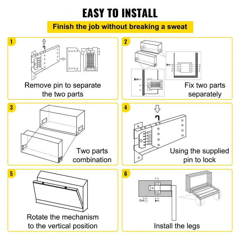 VEVOR DIY Murphy Bed Hardware Kit Horizontal Mounting Wall Bed Springs Mechanism Heavy Duty Bed Support Hardware DIY Kit for Queen Twin Size Bed