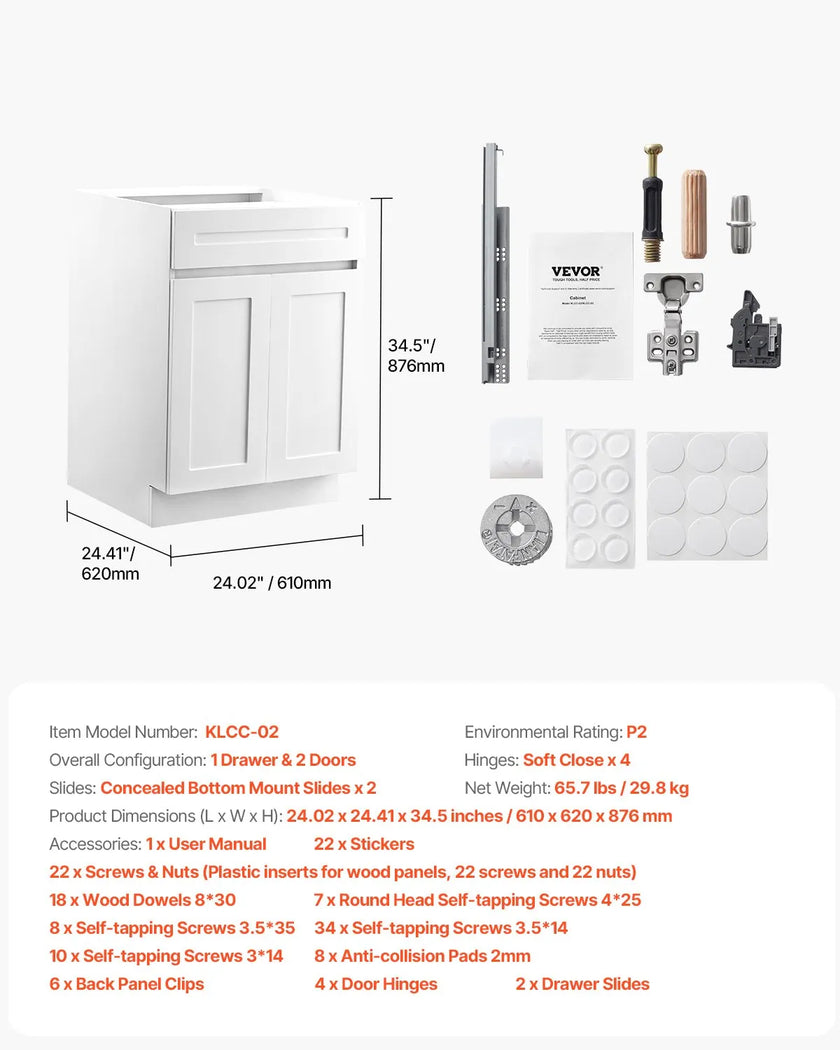 VEVOR Shaker Base Cabinet 24