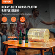 VEVOR Raffle Drum, 16.1 x Ø12 inch Brass Plated Raffle Ticket Spinning Cage, Holds 5000 Tickets or 200 Ping Pong Balls, Metal Lottery Spinning Drawing with Wooden Turning Handle, for Bingo Ballot Part
