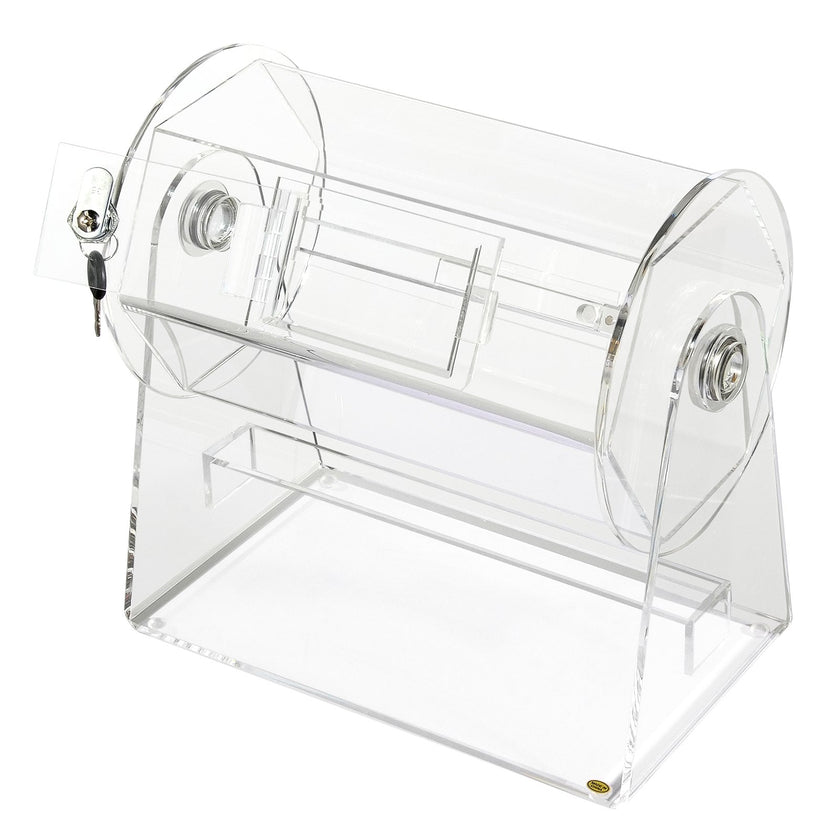 VEVOR Acrylic Raffle Drum, Holds 2500 Tickets or 100 Raffle Balls, Professional Raffle Ticket Spinning Cage with 2 Keys, Transparent Lottery Spinning Drawing, Raffle Ticket Box for Lottery Games Bingo