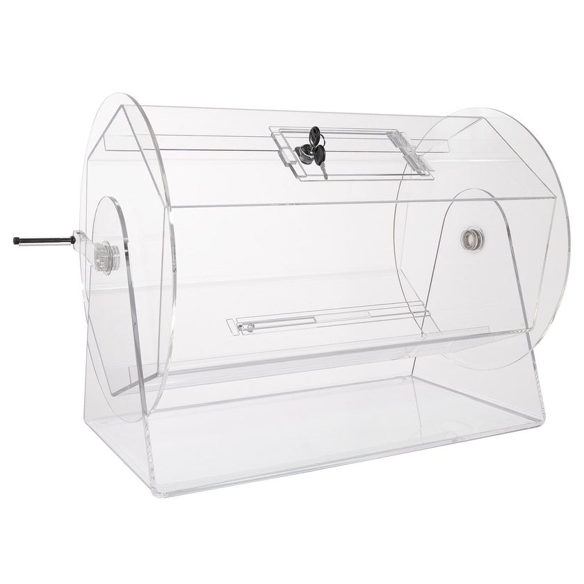 VEVOR Acrylic Raffle Drum, Holds 10000 Tickets or 300 Raffle Balls, Professional Raffle Ticket Spinning Cage with 2 Keys, Transparent Lottery Spinning Drawing, Raffle Ticket Box for Lottery Games Bing