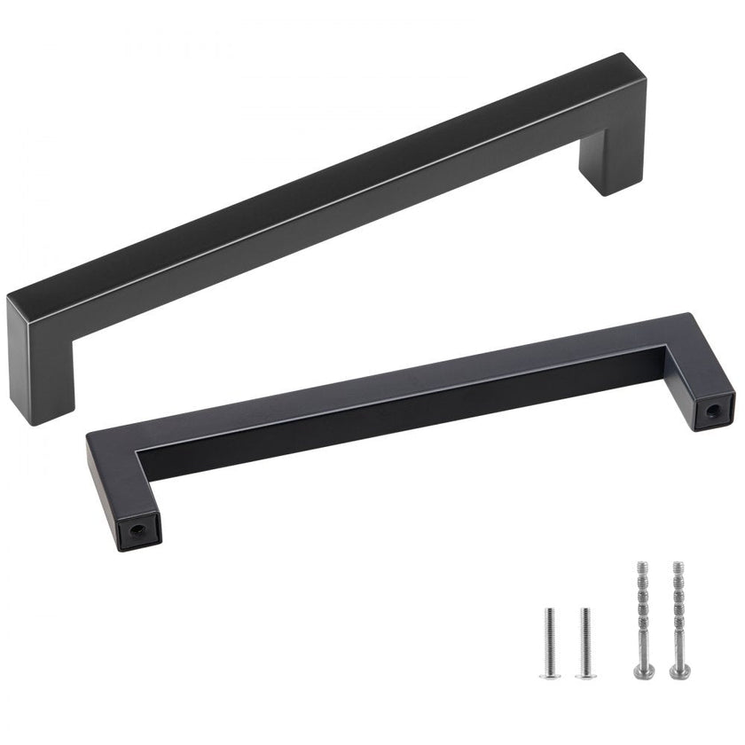 VEVOR 10 Pack Cabinet Pulls, 5.03in / 128mm Center to Center Slim Square Kitchen Cabinet Drawer, Stainless Steel Modern Kitchen Cupboard Door Handles for Kitchen Bathroom Bar Hardware Matte Black