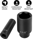 VEVOR Impact Socket Set 1/2 Inches 19 Piece Impact Sockets, Deep Socket, 6-Point Sockets, Rugged Construction, Cr-V, 1/2 Inches Drive Socket Set Impact 3/8 inch - 1-1/2 inch, with a Storage Cage
