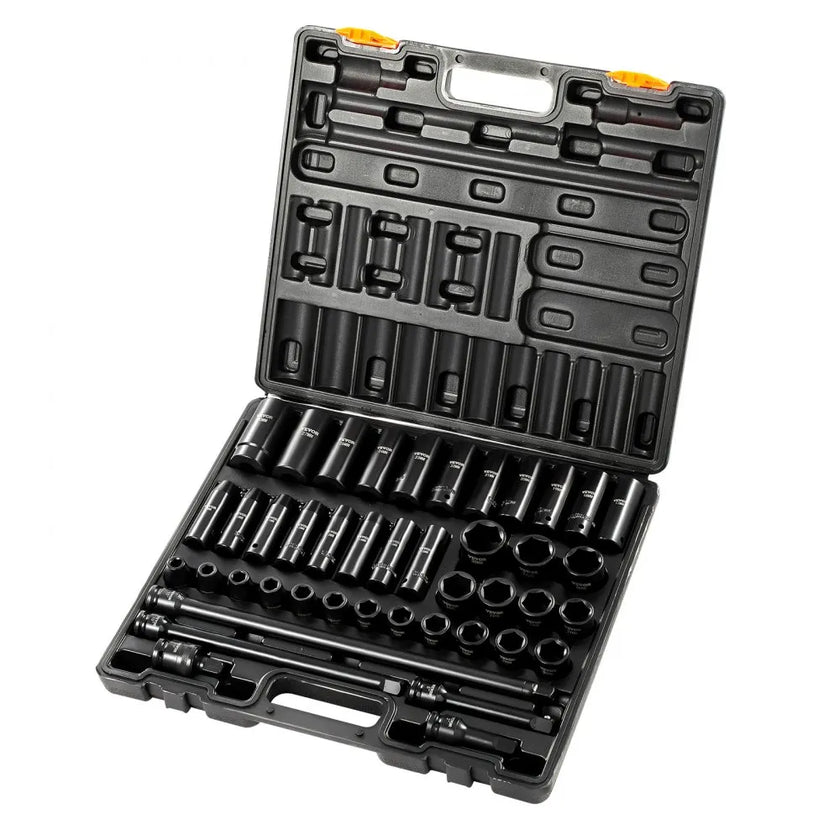 VEVOR Impact Socket Set 1/2 Inches 43 Piece Impact Sockets, Standard Socket Assortment, 1/2 Inches Drive Socket Set 6-Point Sockets Metric 9-30mm (Standard/Deep)