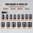 VEVOR Impact Sockets Set 14pcs 6-Point 3/8in Drive Bit Ratchet Tool Kit Case