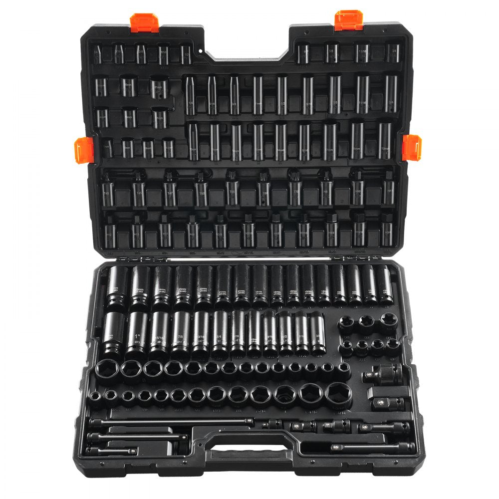 VEVOR Impact Sockets Set 130PCS 6-Point 3/8
