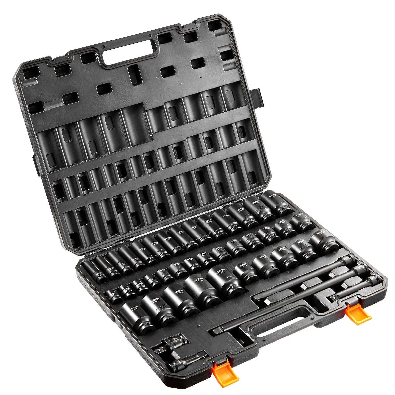 VEVOR Impact Sockets Set 43pcs 6-Point 1/2in Drive Bit Ratchet Tool Kit Case