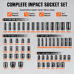 VEVOR Impact Sockets Set 59pcs 6-Point 3/8