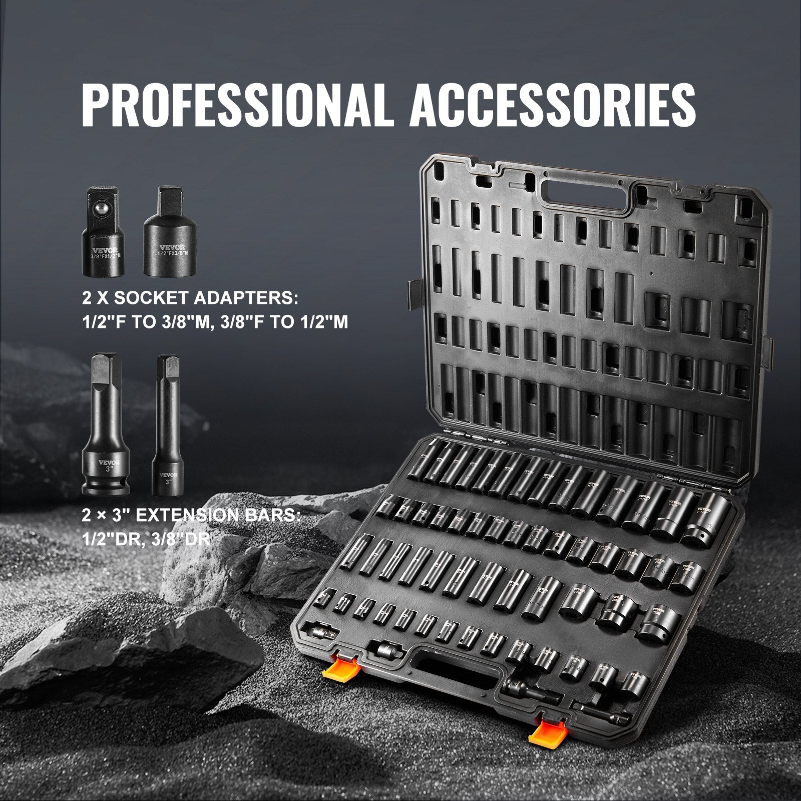 VEVOR Impact Sockets Set 59pcs 6-Point 3/8