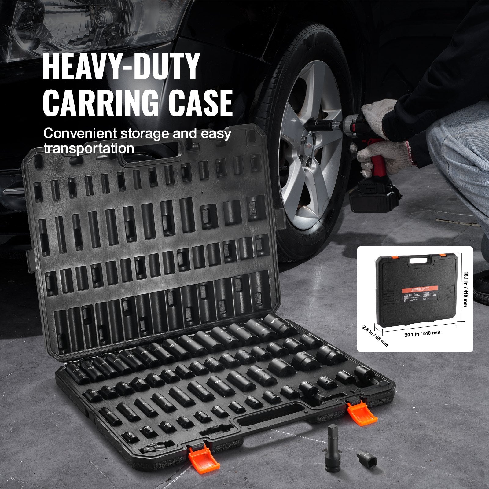 VEVOR Impact Sockets Set 59pcs 6-Point 3/8