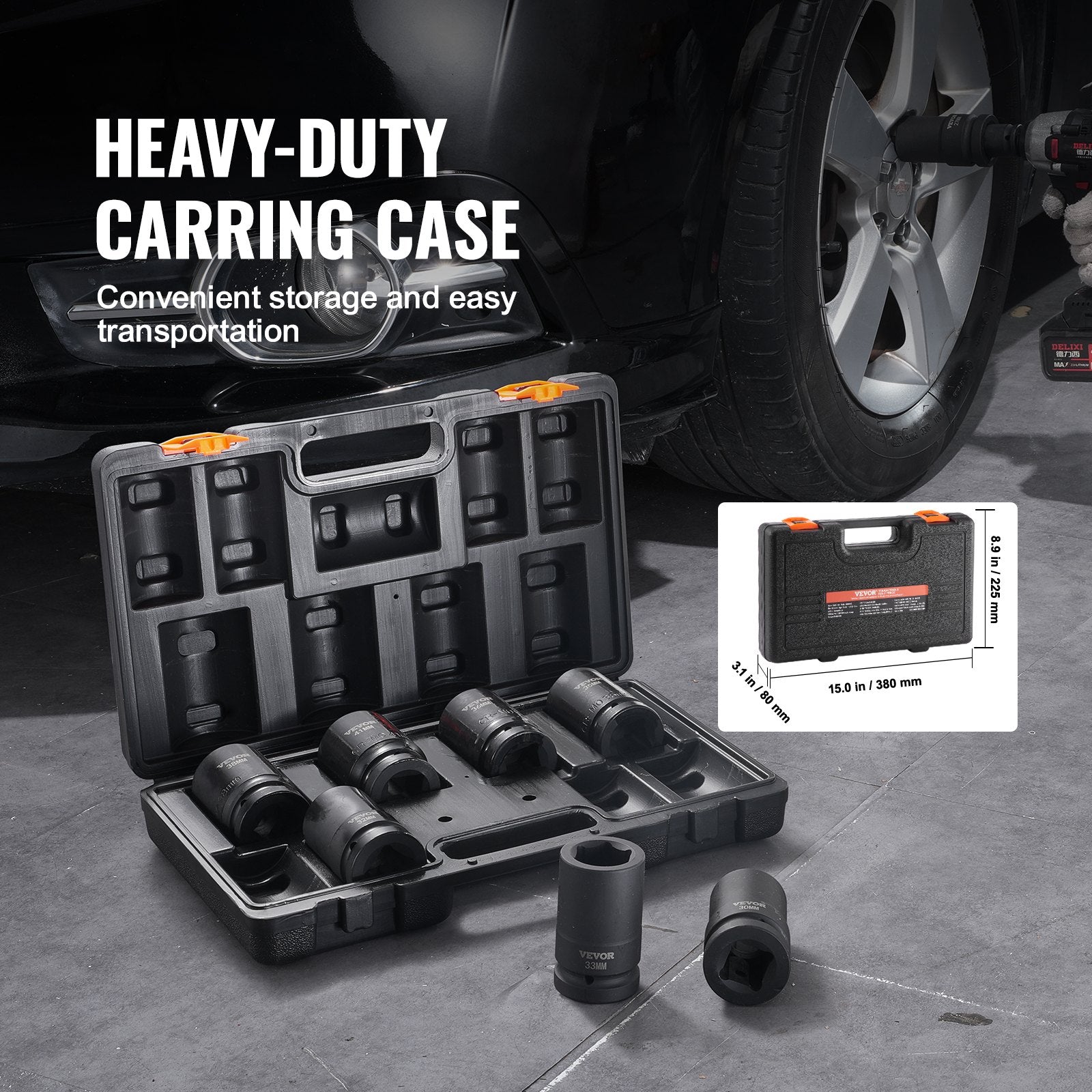 VEVOR Impact Sockets Set 8pcs 6-Point 1