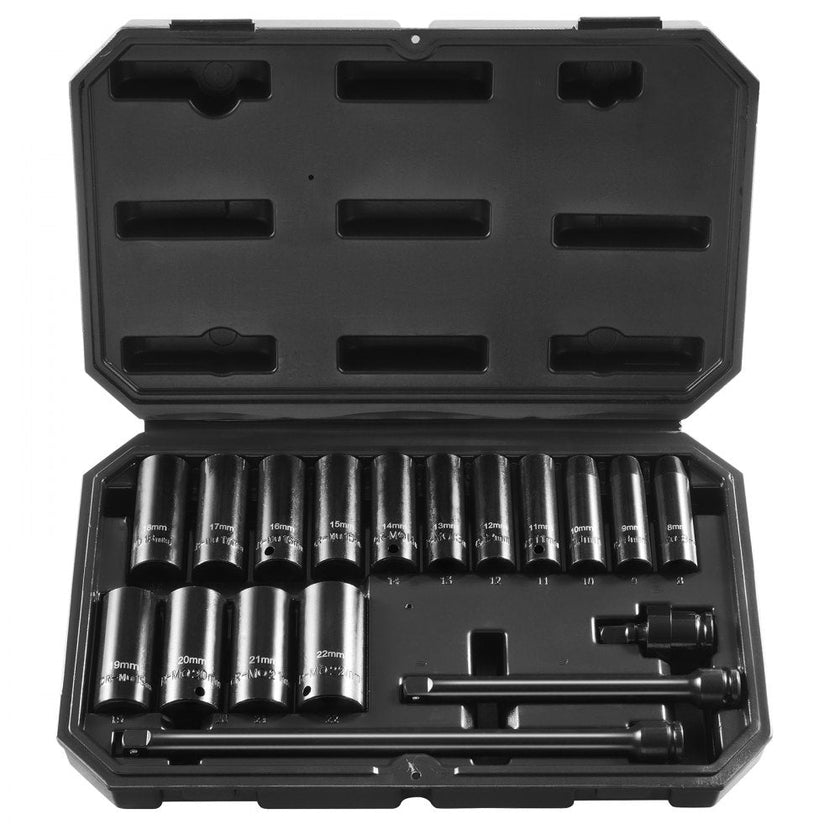 VEVOR Impact Sockets Set 18pcs 6-Point 3/8