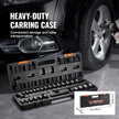 VEVOR Impact Sockets Set 29pcs 6-Point 3/8in Drive Bit Ratchet Tool Kit Case