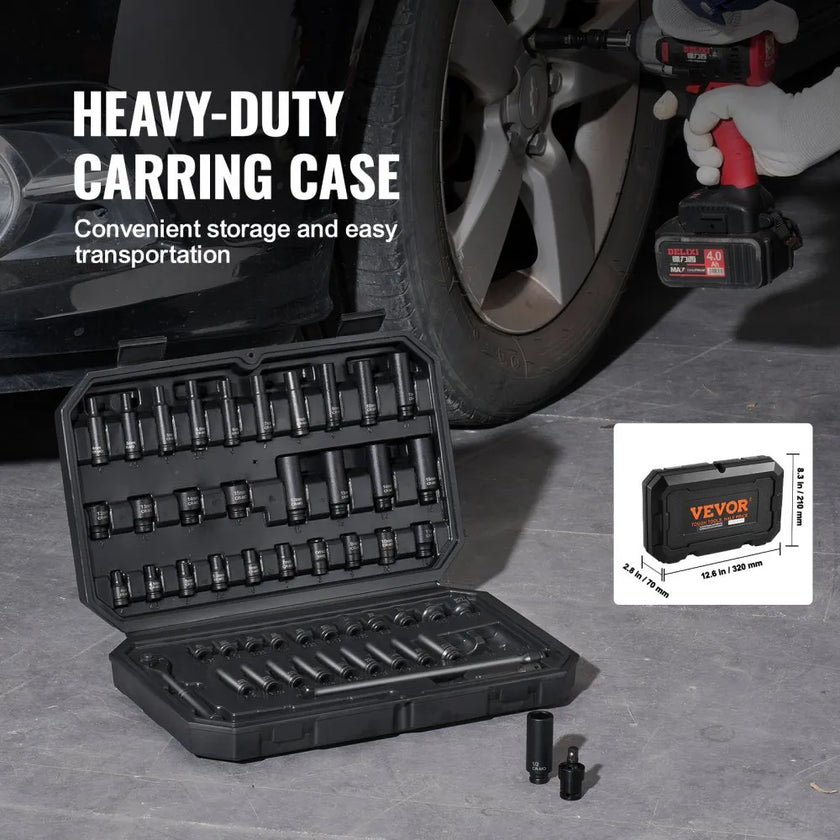 VEVOR Impact Sockets Set 55pcs 6-Point 1/4