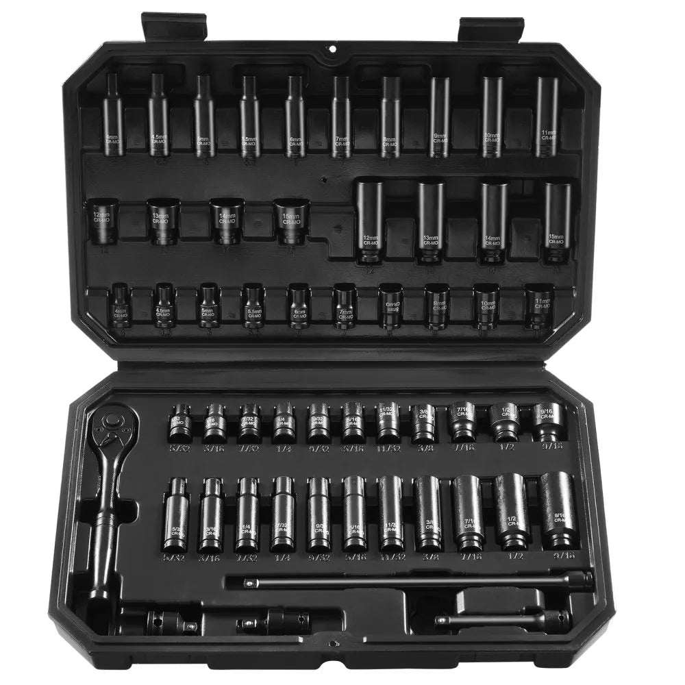 VEVOR Impact Sockets Set 55pcs 6-Point 1/4