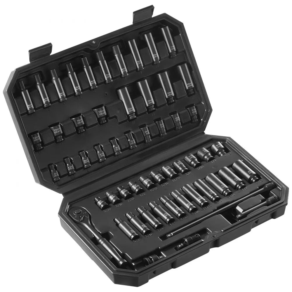 VEVOR Impact Sockets Set 55pcs 6-Point 1/4