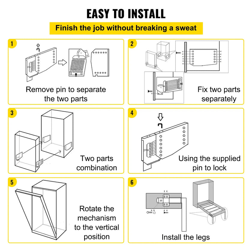 VEVOR DIY Murphy Bed Hardware Kit Vertical Mounting Wall Bed Springs Mechanism Heavy Duty Bed Support Hardware DIY Kit for King Queen Bed