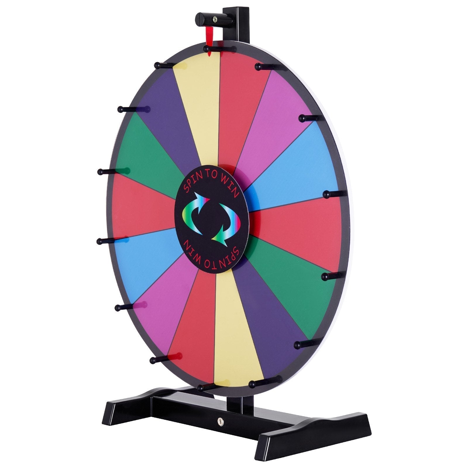 VEVOR 18 inch Spinning Prize Wheel, 14 Slots Tabletop Spinner, Heavy Duty Roulette Wheel with a Dry Erase and 2 Markers, Win Fortune Spin Games in Party Pub Trade Show Carnival