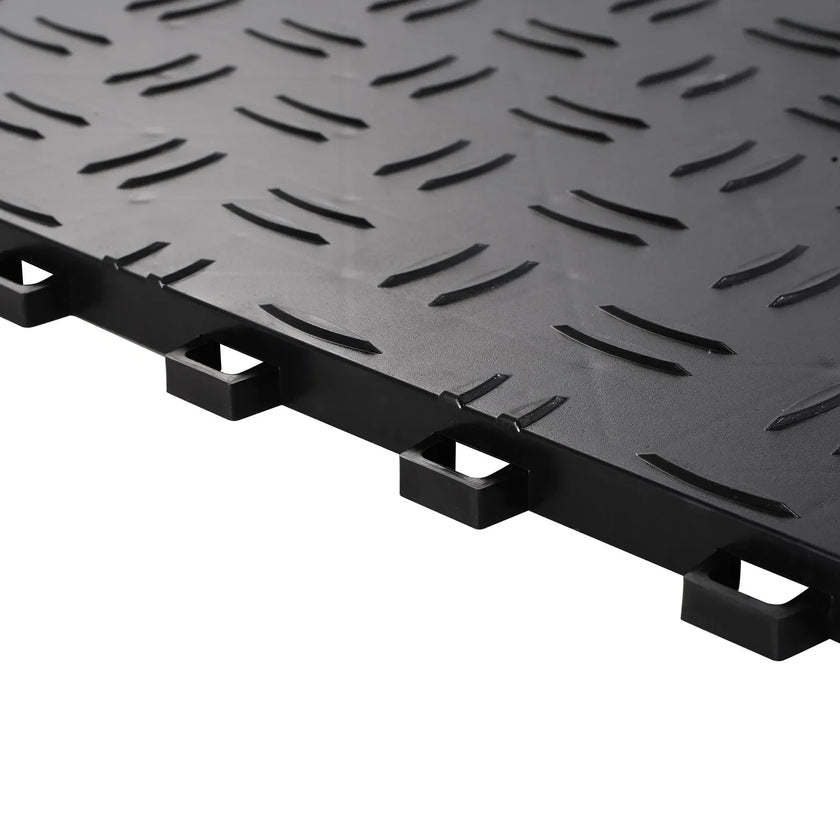 VEVOR Garage Tiles Interlocking, 12 x 12 x 0.53 inch 25 Pack Garage Floor Covering Tiles, Non-Slip Double-Sided Texture Garage Flooring Tiles, for Garages, Basements, Repair Shops, Black