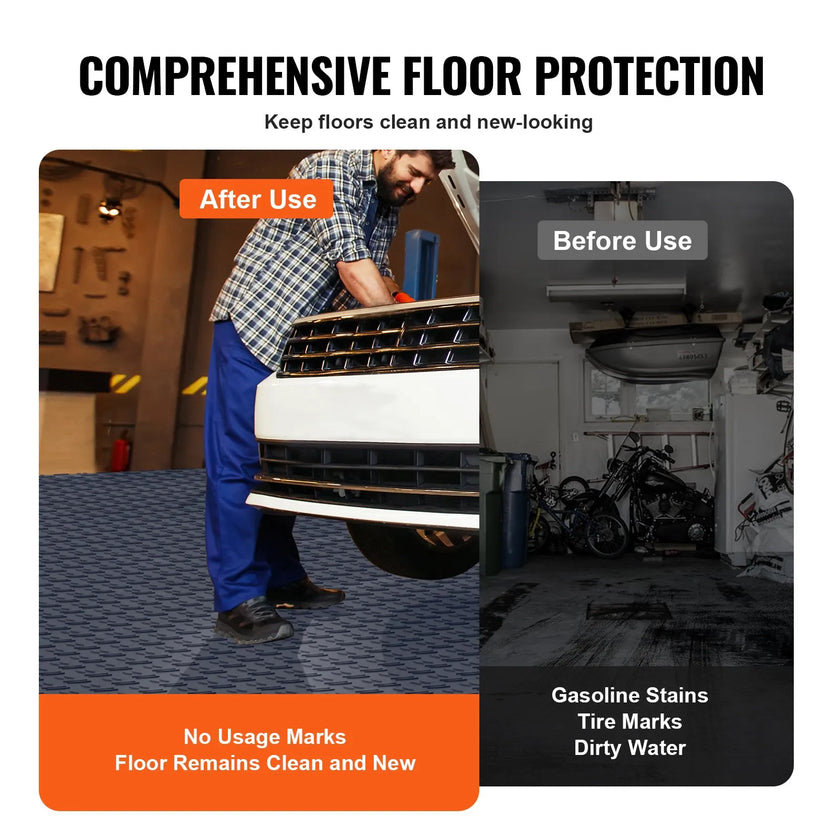 VEVOR Garage Tiles Interlocking, 12 x 12 x 0.53 inch 25 Pack Garage Floor Covering Tiles, Non-Slip Double-Sided Texture Garage Flooring Tiles, for Garages, Basements, Repair Shops, Graphite Gray
