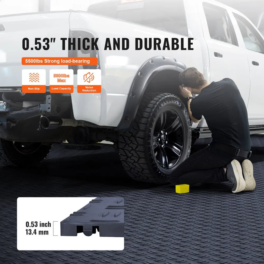 VEVOR Garage Tiles Interlocking, 12 x 12 x 0.53 inch 50 Pack Garage Floor Covering Tiles, Non-Slip Double-Sided Texture Garage Flooring Tiles, for Garages, Basements, Repair Shops, Graphite Gray