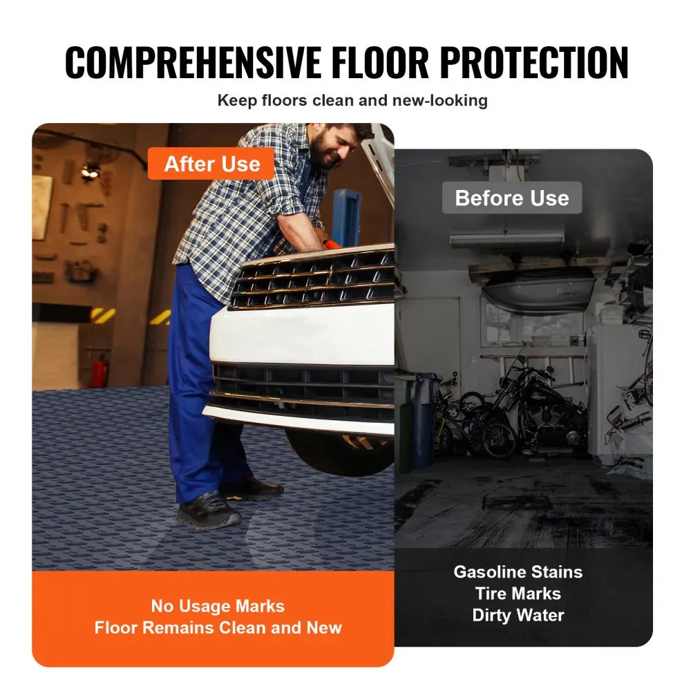 VEVOR Garage Tiles Interlocking, 12 x 12 x 0.53 inch 50 Pack Garage Floor Covering Tiles, Non-Slip Double-Sided Texture Garage Flooring Tiles, for Garages, Basements, Repair Shops, Graphite Gray