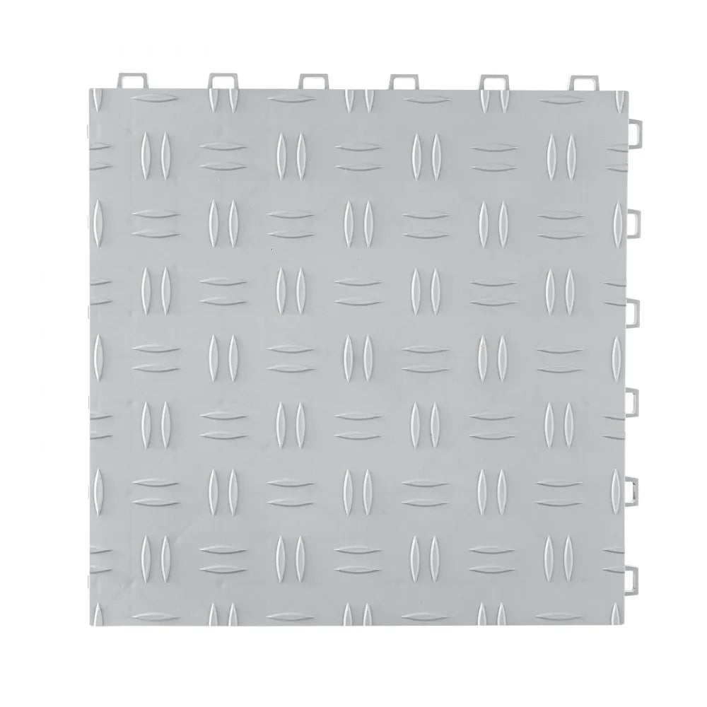 VEVOR Garage Tiles Interlocking, 12 x 12 x 0.53 inch 50 Pack Garage Floor Covering Tiles, Non-Slip Double-Sided Texture Garage Flooring Tiles, for Garages, Basements, Repair Shops, Silver