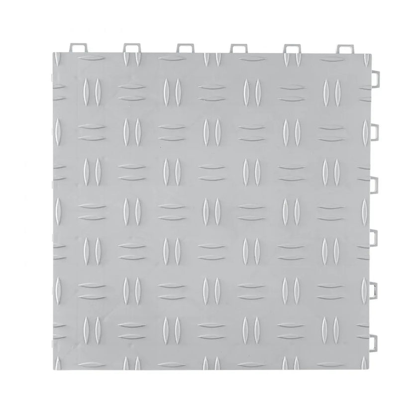 VEVOR Garage Tiles Interlocking, 12 x 12 x 0.53 inch 50 Pack Garage Floor Covering Tiles, Non-Slip Double-Sided Texture Garage Flooring Tiles, for Garages, Basements, Repair Shops, Silver