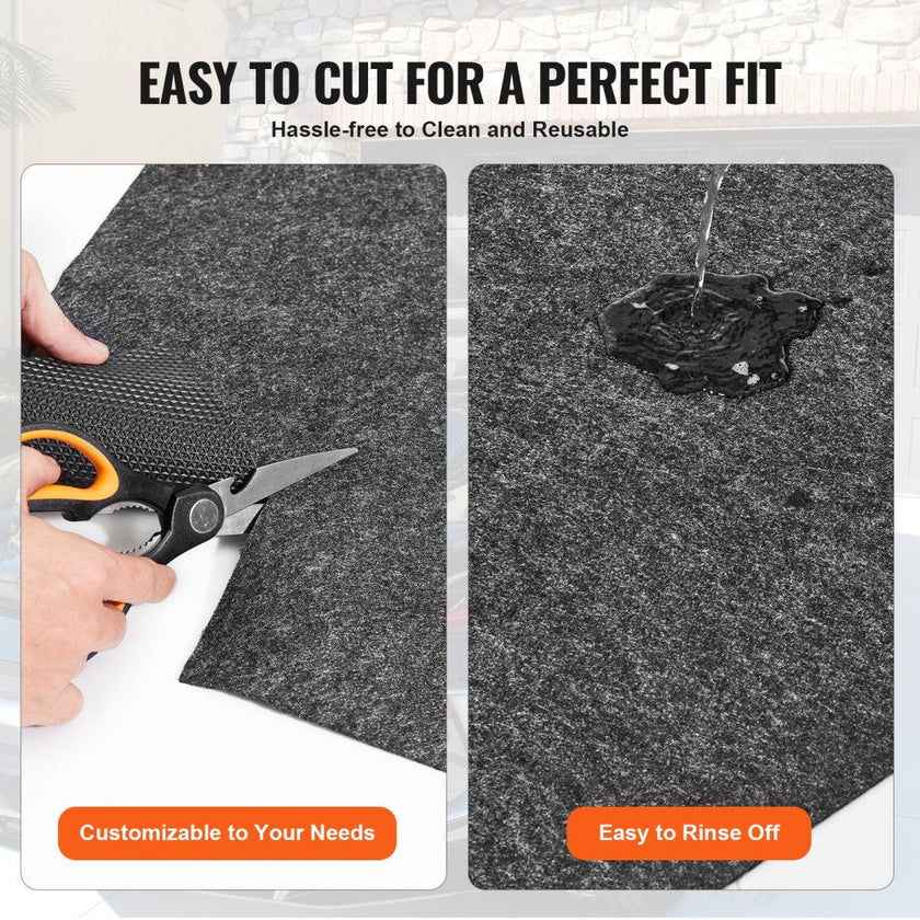 VEVOR Waterproof Garage Floor Mat for Under Car, Non-slip 6.6'x8.5' Compact Size Heavy Duty Containment Mat, Protects Garage Floor from Water, Mud and Oil, For Garages,Greenhouses,Entrance