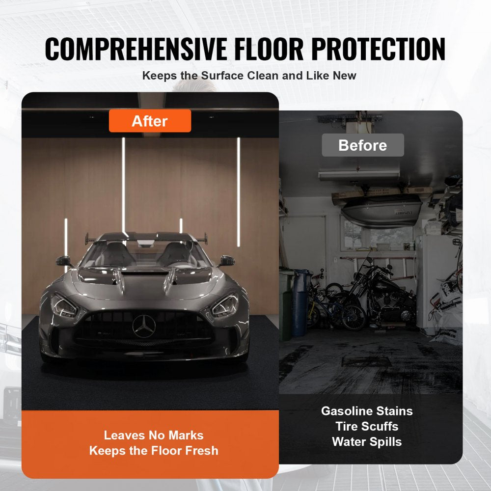 VEVOR Garage Floor Mat, 7.6'x19' Waterproof Protection from Water,Snow, Rain,Mud and Oil for Cars, Non-slip Heavy Duty Containment Mat with TPE Anti-Leak Backing & Easy to Clean & Cuttable