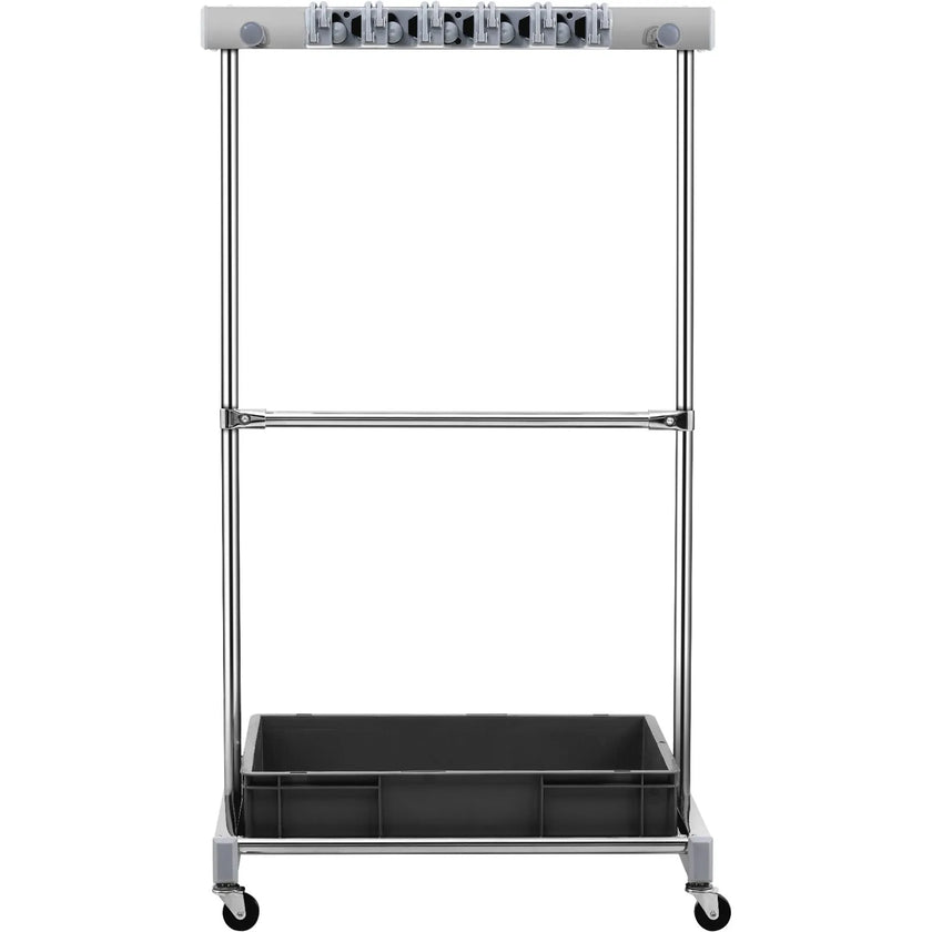 VEVOR Garden Tool Organizer, 10 Slots with Hooks, Yard Tool Tower Rack with Wheels for Garage Organization and Storage, Hold Long-Handled Tool/Rake/Broom, Metal Tool Stand Holder for Shed, Outdoor