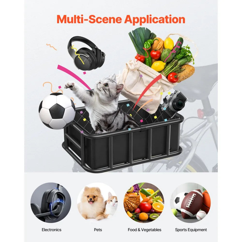 VEVOR Rear Bike Basket Medium Bicycle Basket Cargo Net Rainproof Cover Liner
