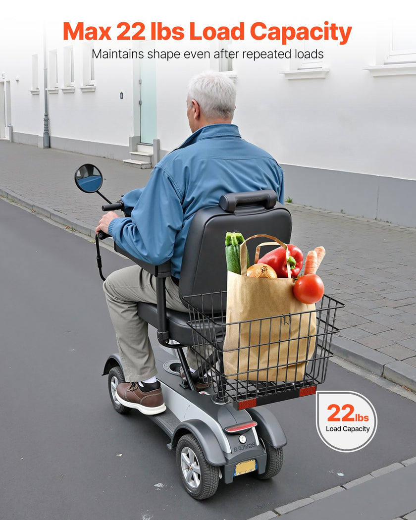VEVOR Scooter Rear Basket Heavy Duty Mobility Basket with Handle 1 in Receiver