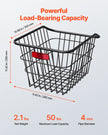 VEVOR Rear Bike Basket Metal Wire Bicycle Basket Reflective Tail Light Cover