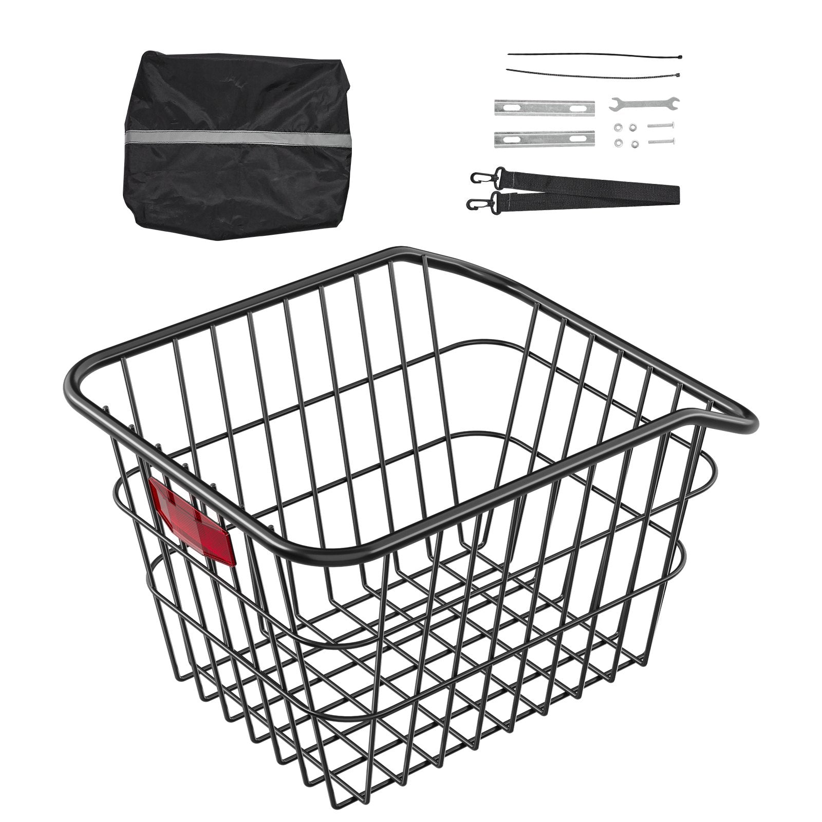 VEVOR Rear Bike Basket Metal Wire Bicycle Basket Reflective Tail Light Cover