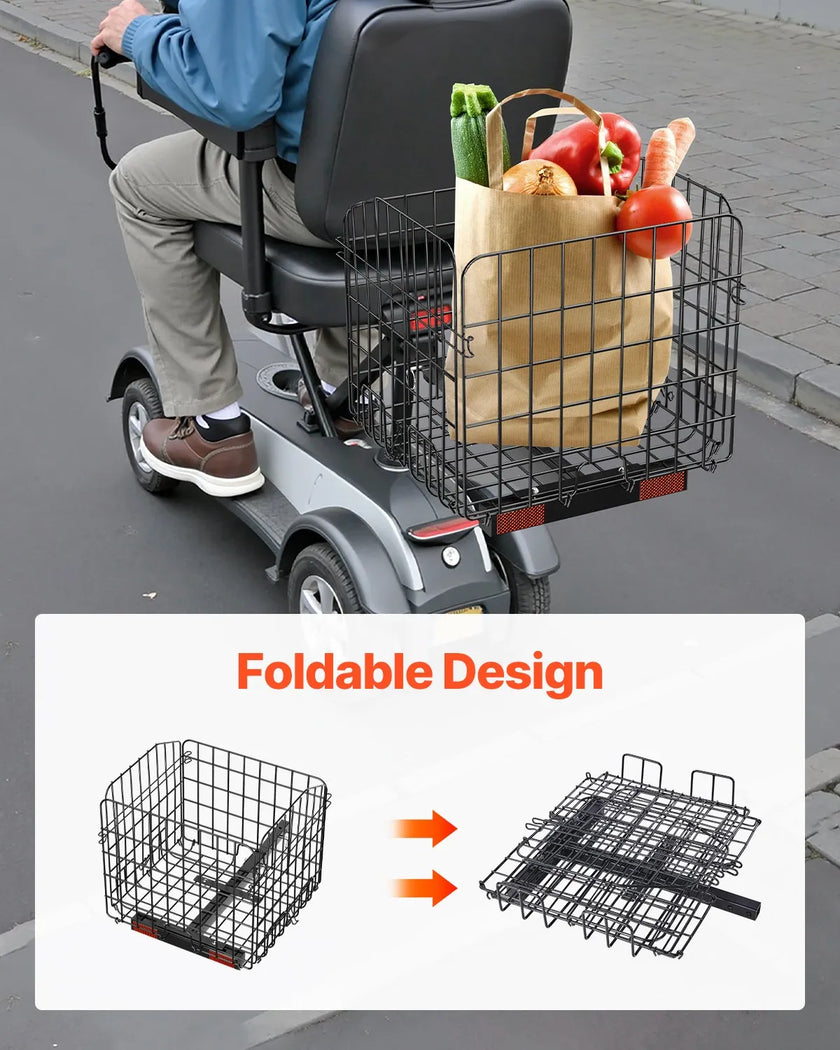 VEVOR Scooter Rear Basket Folding Basket 1-inch Receiver Pride Mobility Scooter
