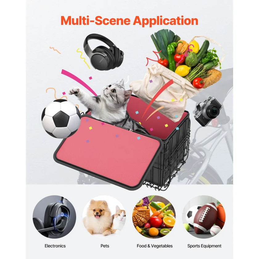 VEVOR Rear Bike Basket Folding Bicycle Basket Cargo Net Liner Waterproof Cover