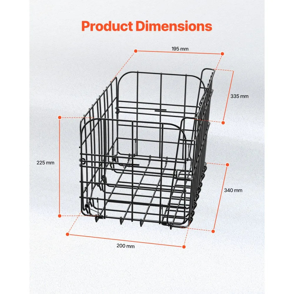 VEVOR Rear Bike Basket Folding Bicycle Basket Cargo Net Liner Waterproof Cover