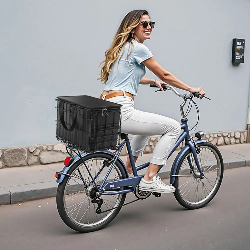 VEVOR Rear Bike Basket Folding Bicycle Basket Cargo Net Liner Waterproof Cover