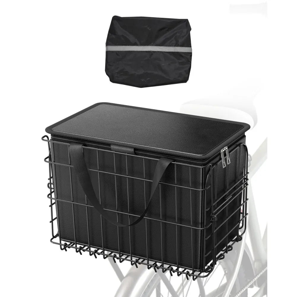 VEVOR Rear Bike Basket Folding Bicycle Basket Cargo Net Liner Waterproof Cover