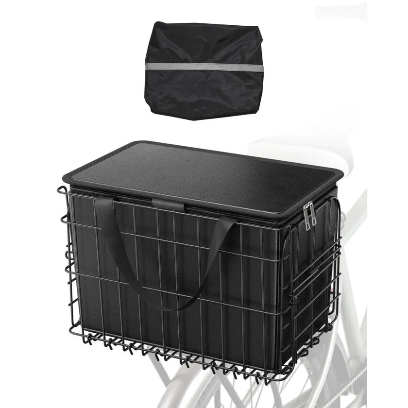 VEVOR Rear Bike Basket Folding Bicycle Basket Cargo Net Liner Waterproof Cover
