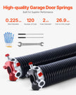 VEVOR Garage Door Torsion Springs Pair of 0.225 x 2 x 27 inch with Winding Bars