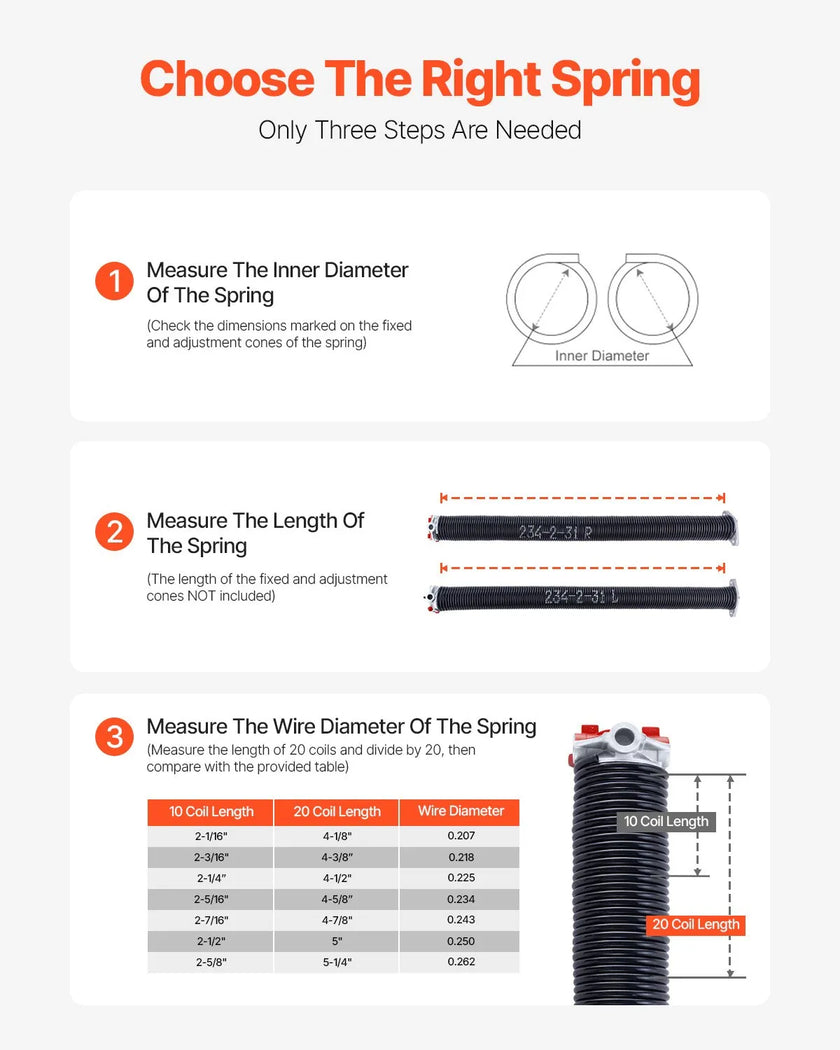 VEVOR Garage Door Torsion Springs Pair of 0.234 x 2 x 31 inch with Winding Bars