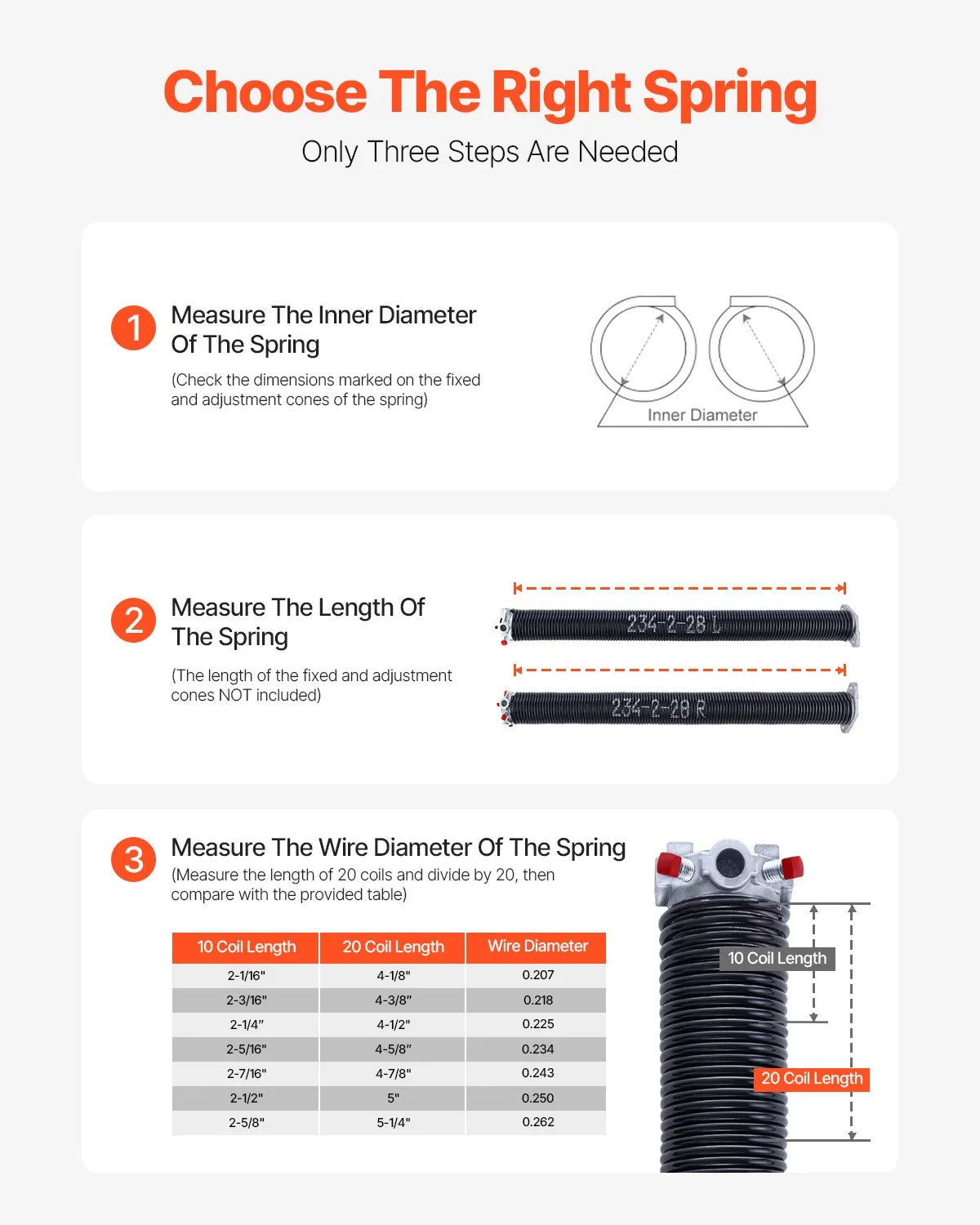 VEVOR Garage Door Torsion Springs Pair of 0.234 x 2 x 28 inch with Winding Bars