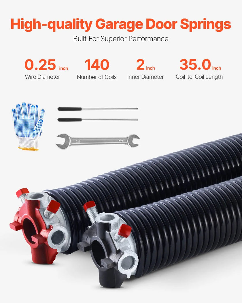 VEVOR Garage Door Torsion Springs Pair of 0.250 x 2 x 35 inch with Winding Bars