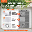 VEVOR Carport Replacement Canopy Cover 10 x 20 ft, Garage Top Tent Shelter Tarp Heavy-Duty Waterproof & UV Protected, Easy Installation with Ball Bungees,White (Only Top Cover, Frame Not Include)